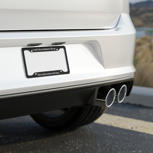 Arrow in the Knee License Plate Frame