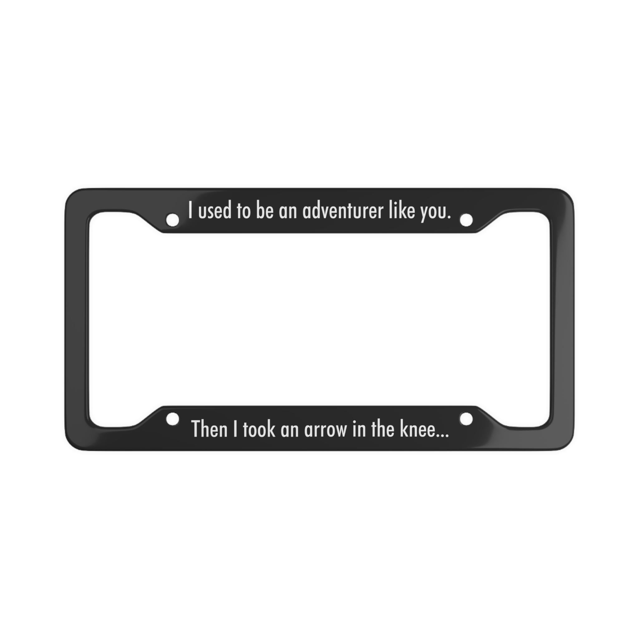 Arrow in the Knee License Plate Frame
