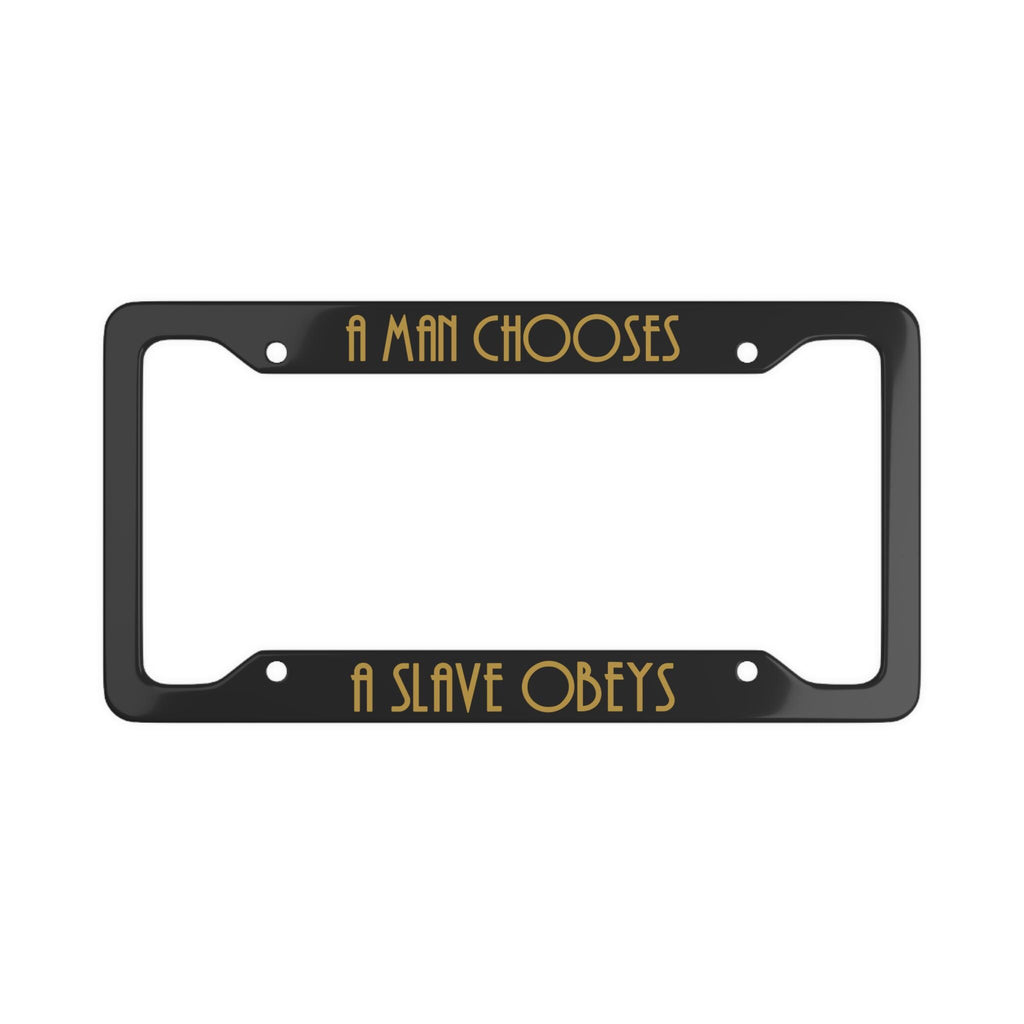 A Man Chooses License Plate Frame