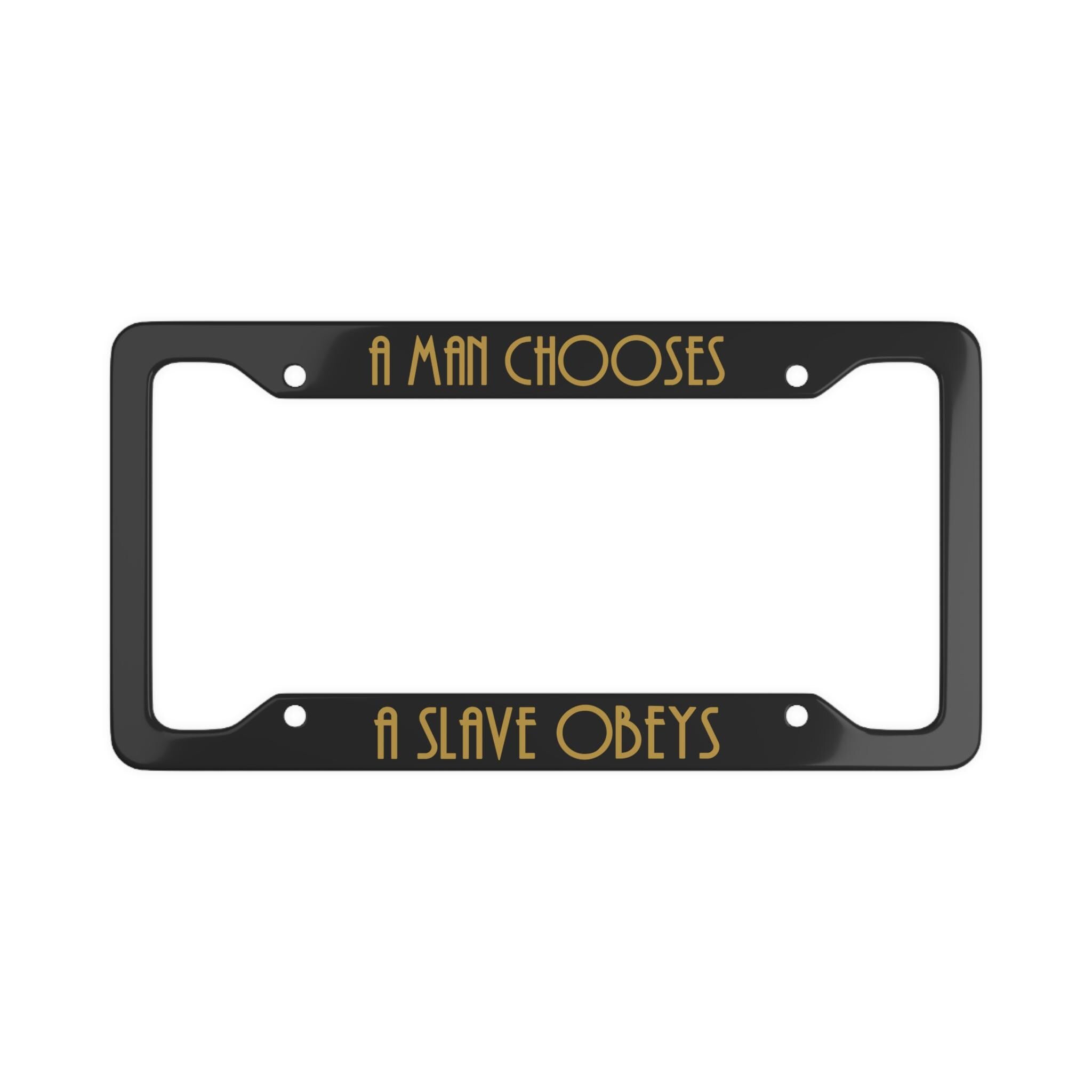 A Man Chooses License Plate Frame