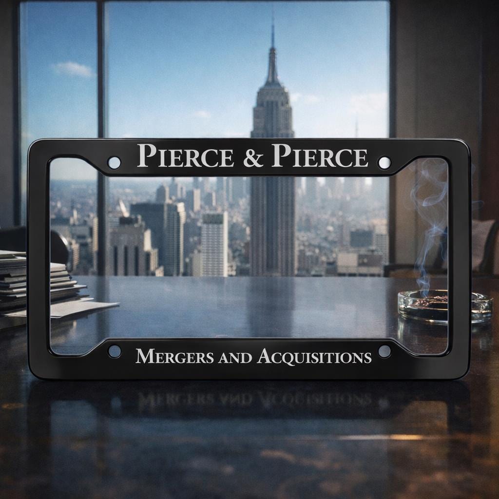Pierce & Pierce License Plate Frame
